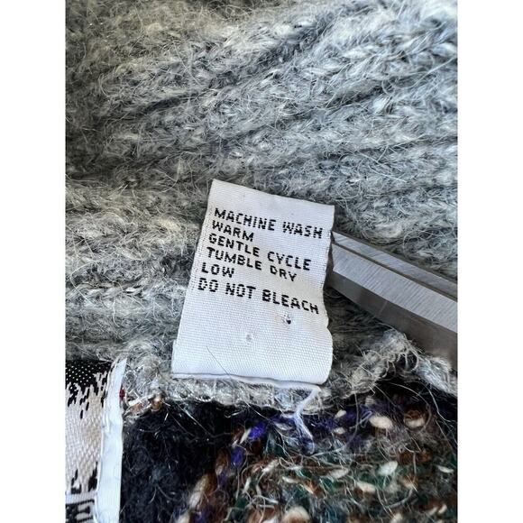 VTG Bramble Lane Women MED Wool Blend Open Cardigan Multi Color Cozy Soft - Picture 4 of 6